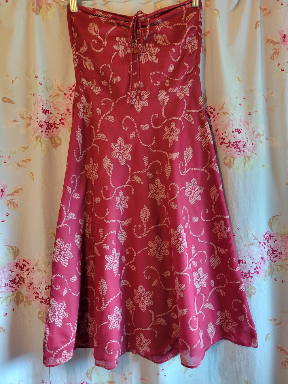Flattering J. Crew Red /Cream Strapples Midi Dress Size 4P